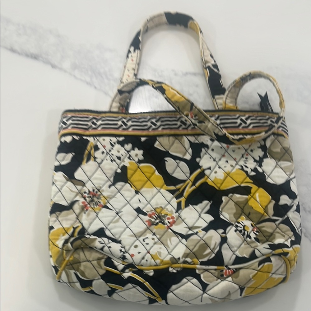 Vera Bradley Floral Quilted Tote Bag - Black and Yellow